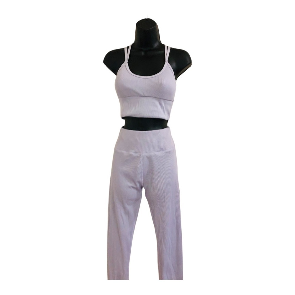 3piece periwinkle crop jacket racerback sports bra leggings‎ active set size S - Picture 6 of 16
